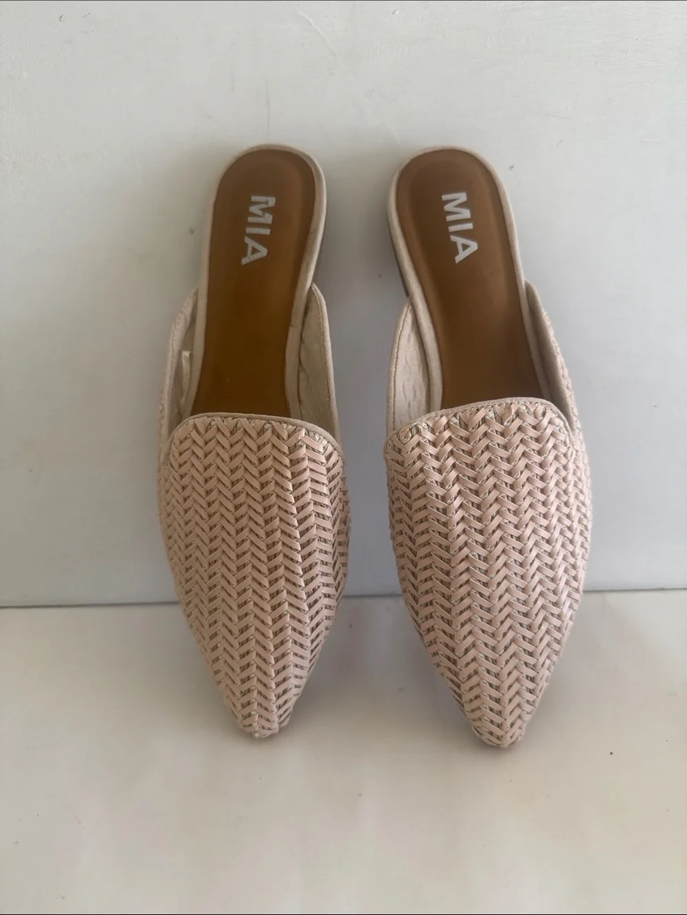 MIA Johana woven beige pointed toe slip on mules coastal womens shoes - Picture 14 of 14